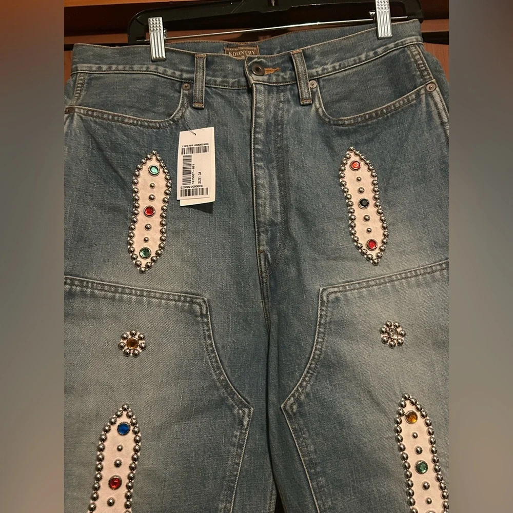 Kapital 14 oz denim shorts WITH studs remake size 34 NWT - Picture 5 of 15